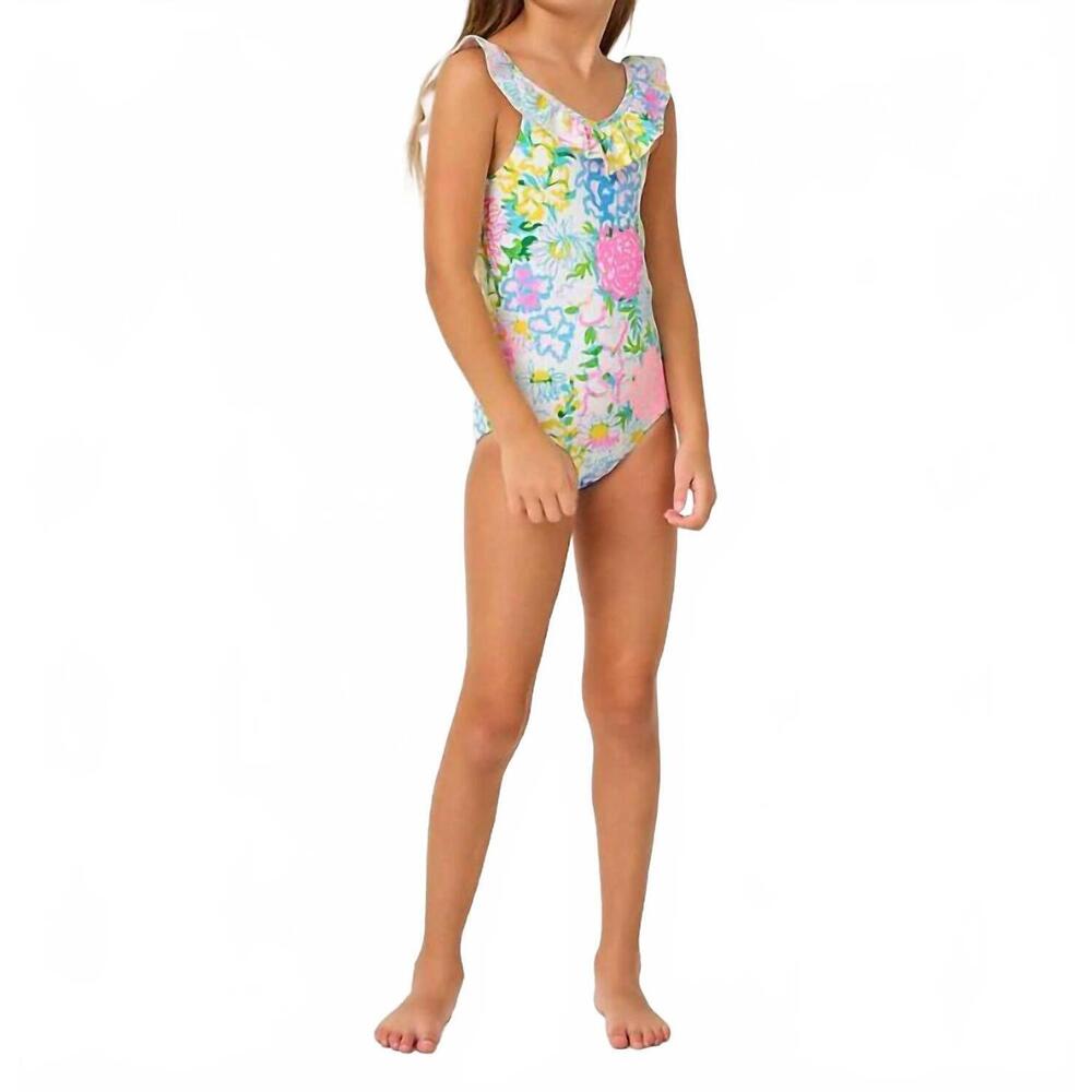 NEW LILLY PULITZER girl's janah upf 50+ swimsuit in pink multi